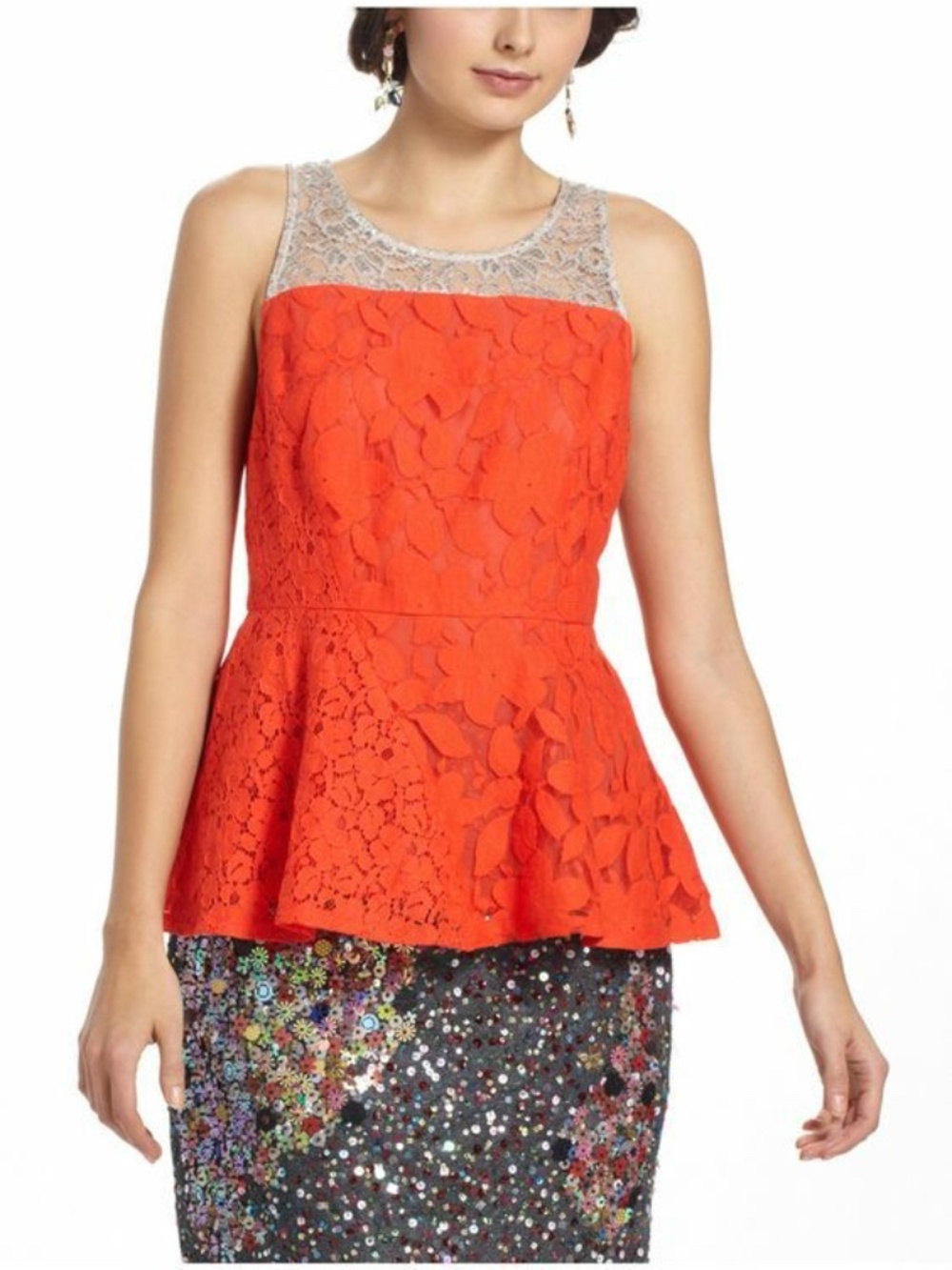 ANTHROPOLOGIE Moulinette Soeurs Glitzen Lace Peplum Top 0 XS MSRP $98